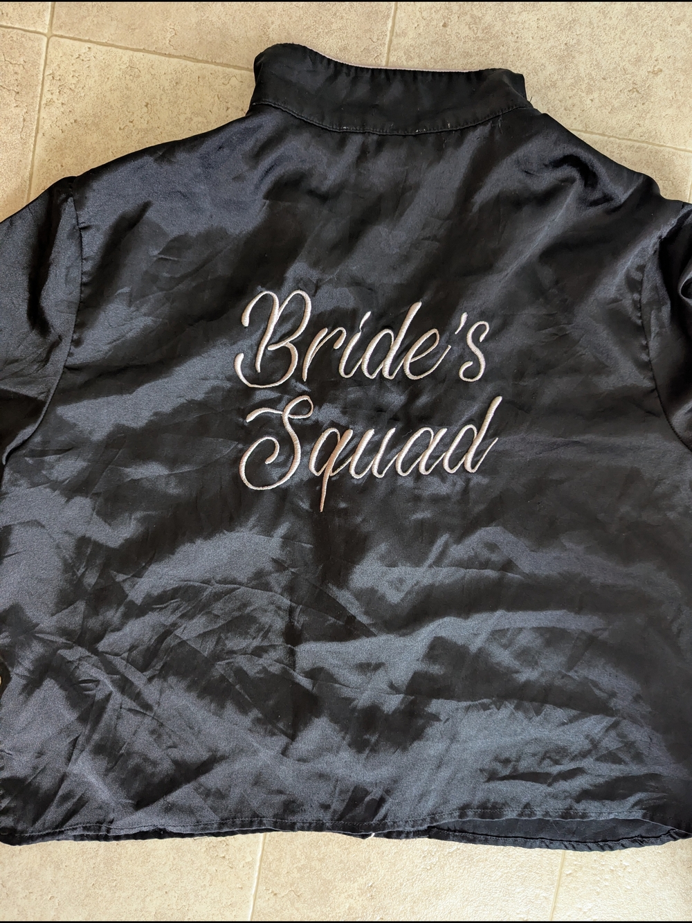 Bride's Squad Satin Pajama Top - Black